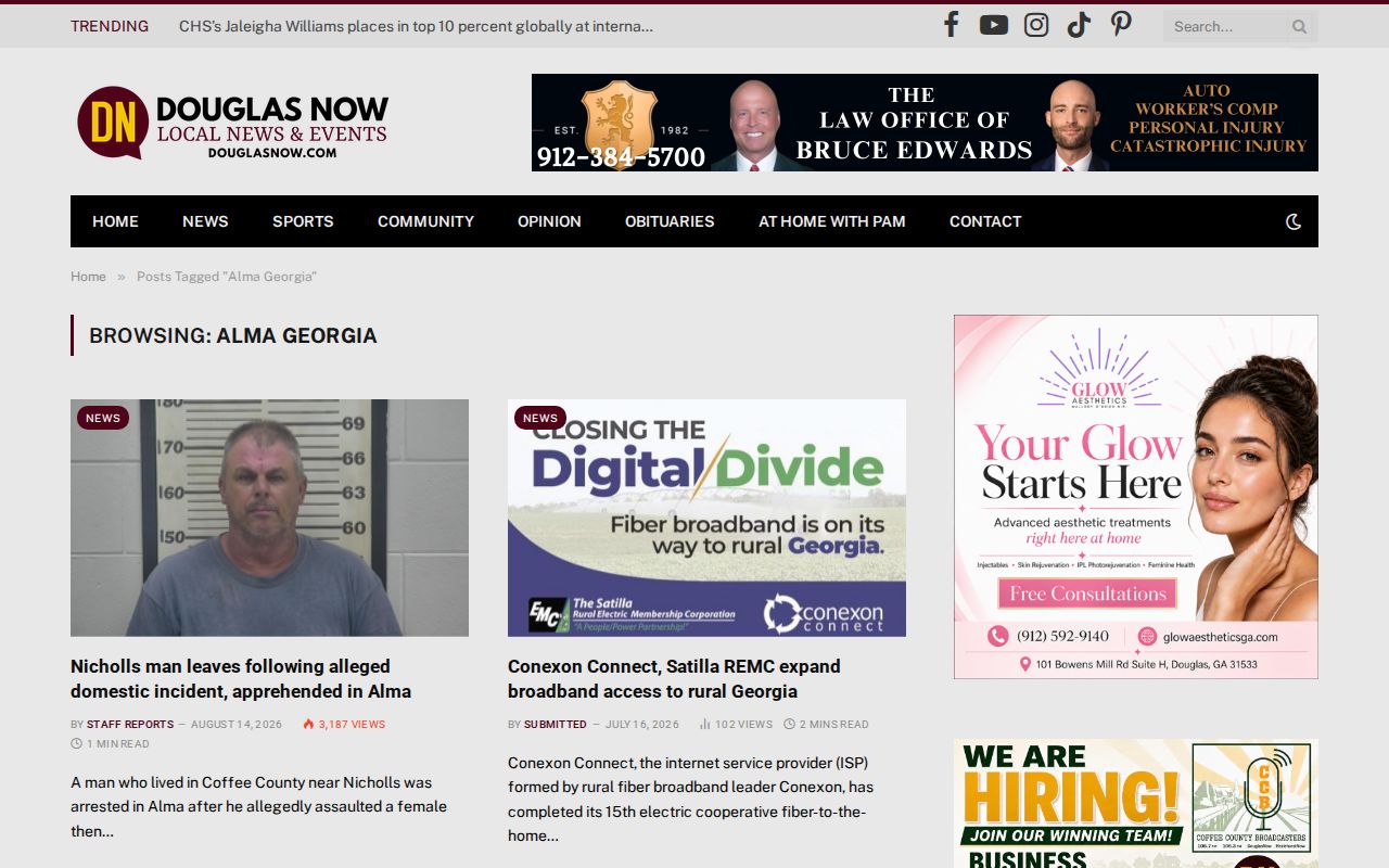 Persistent regional editorial archive covering Alma and Bacon County incidents